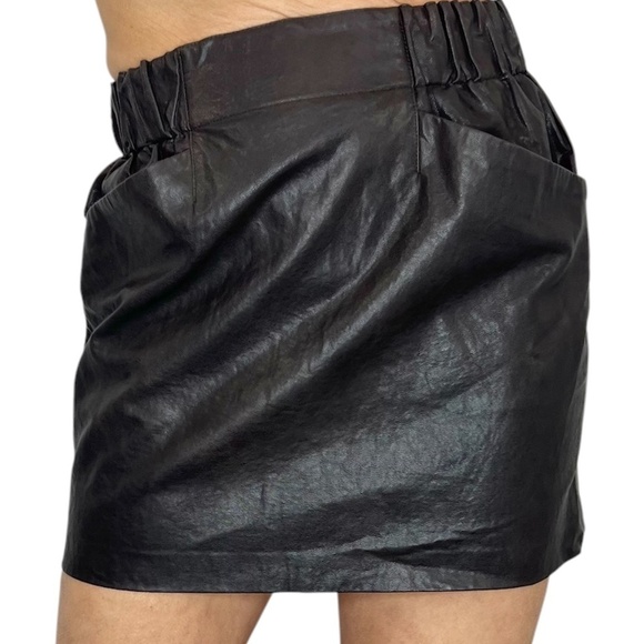 Zara dark brown faux vegan leather pull on mini skirt S - Picture 3 of 9